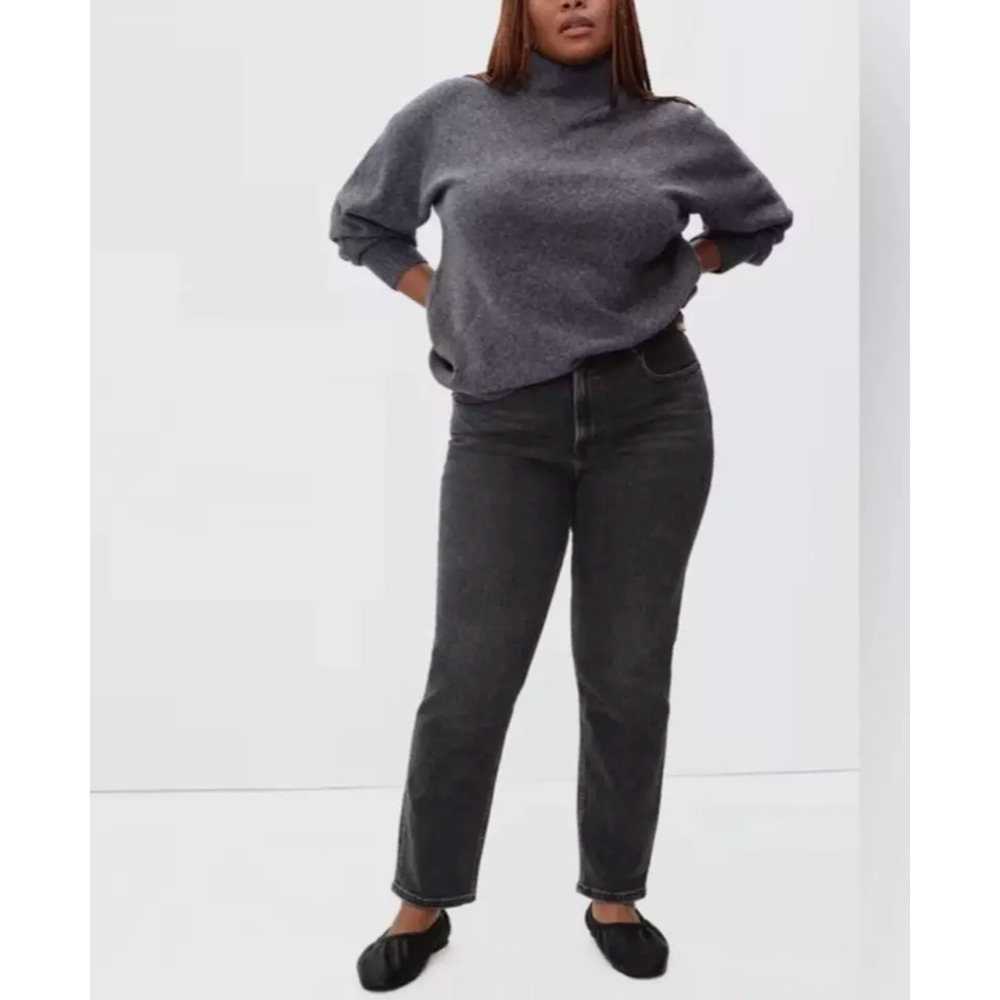 Everlane Womens The Curvy Cheeky Straight Jeans‎ High Rise Black Size 27 NWT